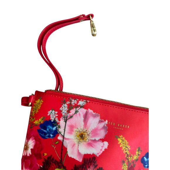 TED BAKER Womens Red Floral Cosmetic Pouch Bag - Picture 5 of 7